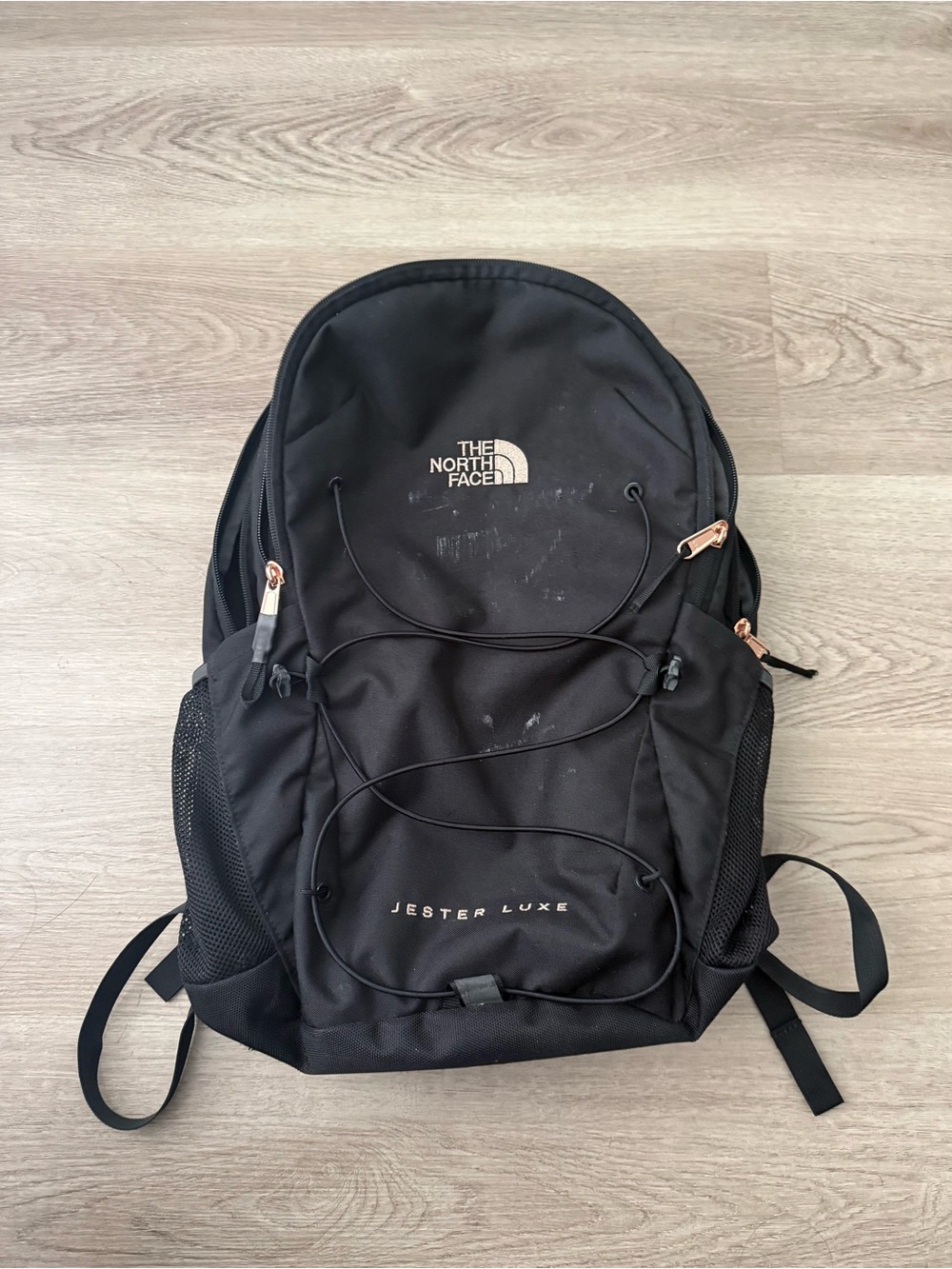 The North Face Jester Luxe Backpack - Black with Rose Gold Accents